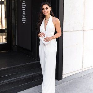 Jill Stuart Mara Wide Leg Jumpsuit Ivory SZ 8